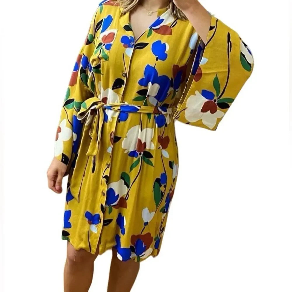 NWT Olivaceous Wrap Dress large floral print Small bohemian gem